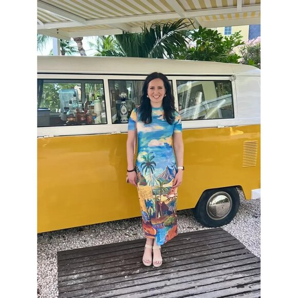 Stella Jean Beach Print Midi Dress size 40 (US 4-6) - Picture 7 of 8